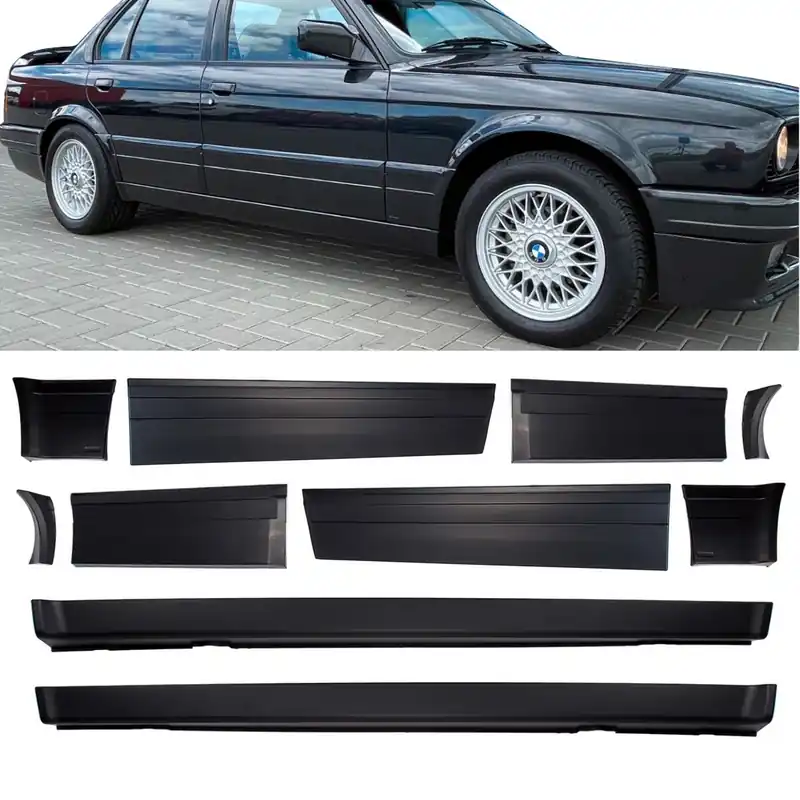 Knallerangebot Sport Side Skirts + Planks complete Kit Sport Design II fits on BMW 3-Series E30 Saloon / Estate Facelift