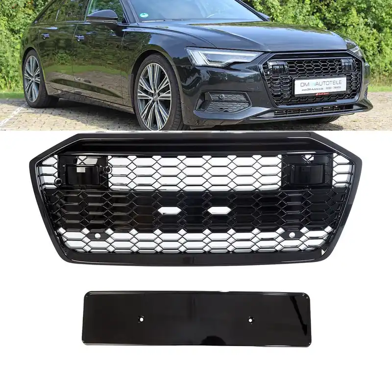Echt Front Grille Radiator Honeycomb black gloss fits on Audi A6 F2 C8 up 2019 w/o RS6