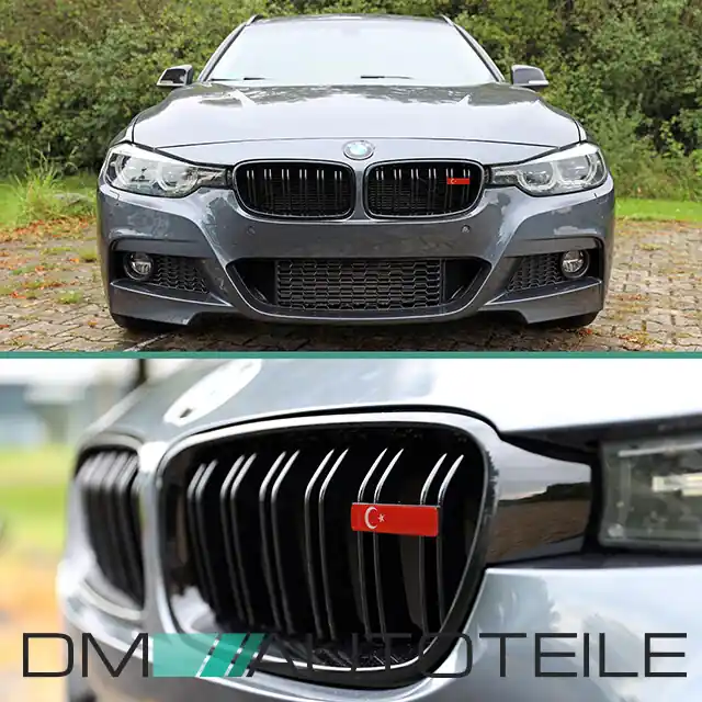 Wunsch Länderflaggen + Emblem Halter für BMW F30 F31 Doppelsteg Kühlergrill Türkei Preis Gesenkt