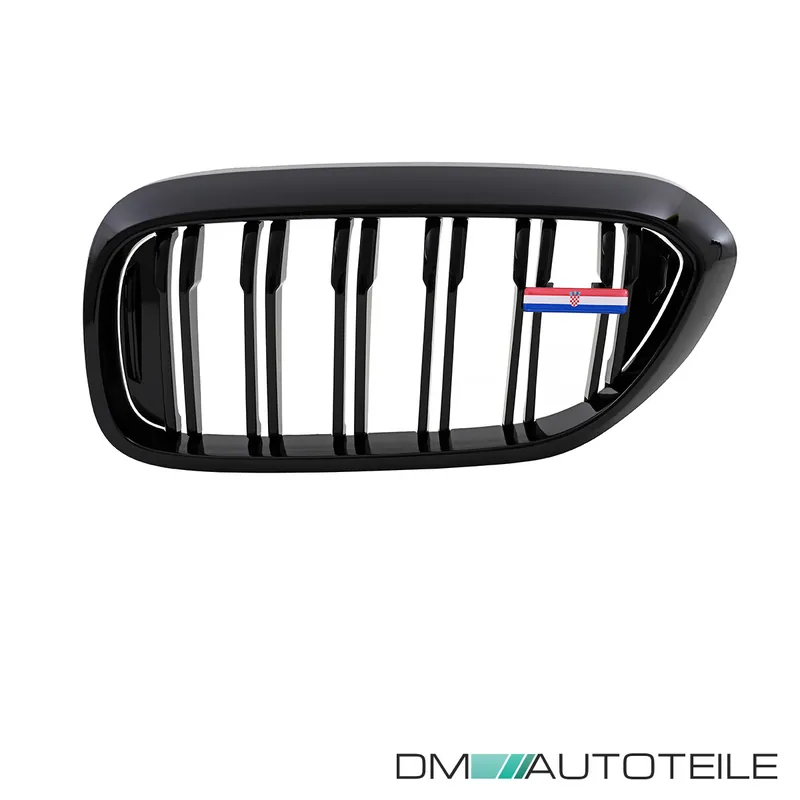 Direktkauf Wunsch Länderflaggen + Emblem Halter für BMW 5er G30 G 31 Doppelsteg Kühlergrill Schwarz Kroatien