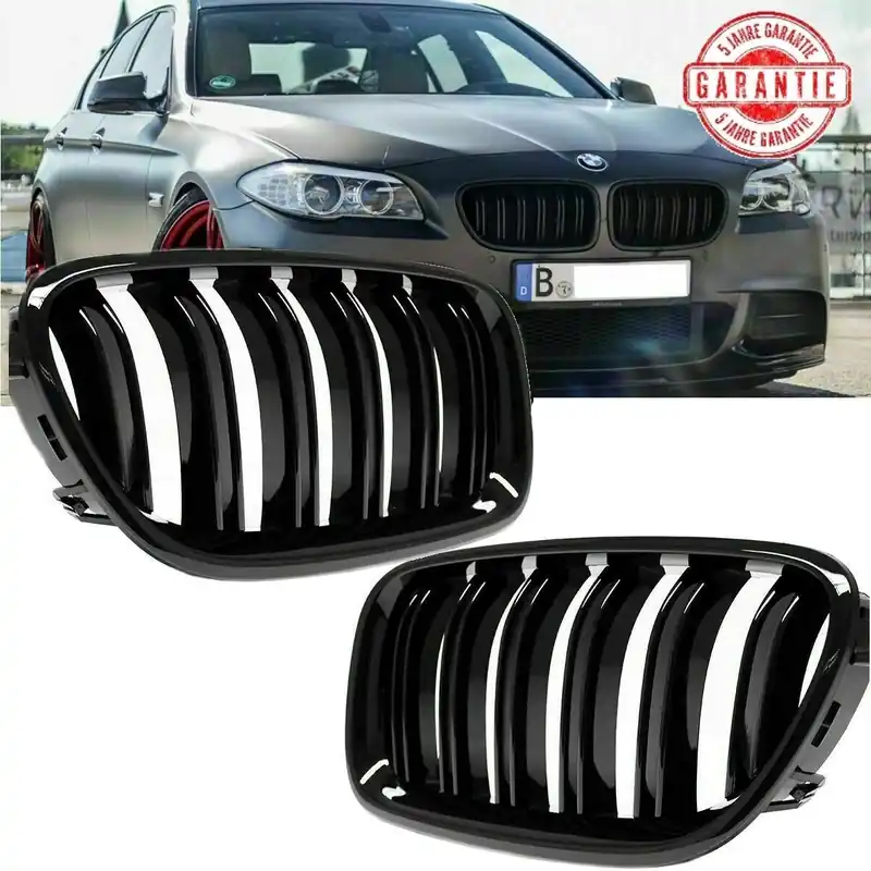 1 Set Front Grille gloss black Dual Slats fits on BMW 5-Series F10 F11 all models also M5 M Echt