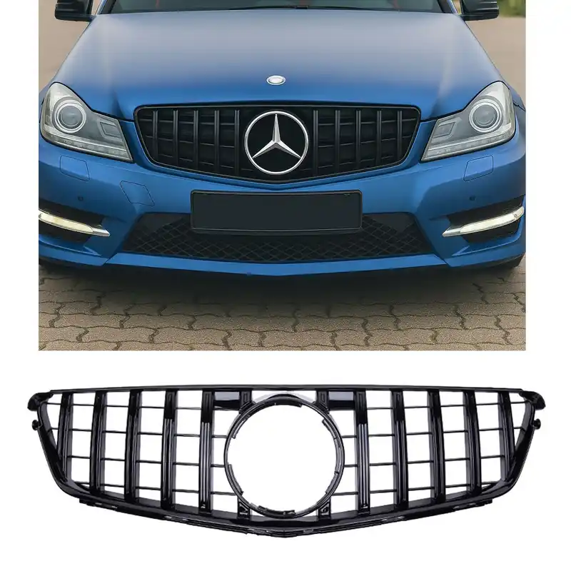 Sport Kühlergrill Schwarz glanz passt für Mercedes W204 S204 C204 Panamericana GT ab 07-15 Abverkauf