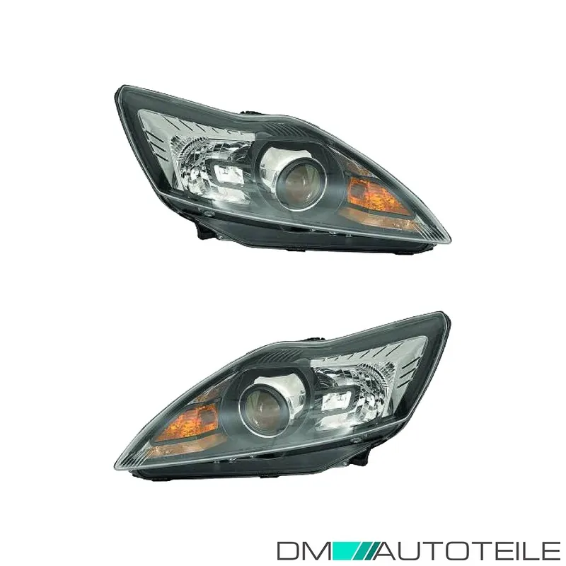 Scheinwerfer Schwarz H1/H7 SET passt für Ford Focus II Facelift ab 08-10 Markenprodukt
